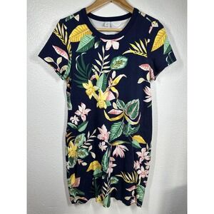 Old Navy Dress Womens Medium Navy Floral Tropical T-Shirt Short Sleeve Casual